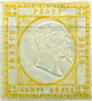 effigie di V. Emanuele con cifre in cornice colore giallo