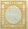 effigie di V. Emanuele con cifre in cornice colore arancio
