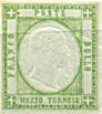 effigie di V. Emanuele con cifre in cornice colore verde