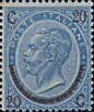 Effigie di Vittorio Emanuele II, sopra stampato. Celeste