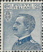 Effigie di Vittorio Emanuele III volta a sinistra, azzurro