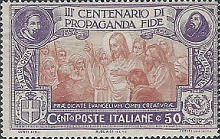 Parte centrale Gesù con gli apostoli sopra a lato santi, violetto e arancione
