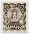 Recapito Autorizzato. Stemma sabaudo tra due fasci, bruno