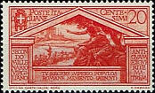 Anchise consegna al figlio Enea il comandamento, rosso arancio.