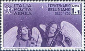 Posta aerea.   Centenario della morte di Vincenzo Bellini ( 1801-1835 ), musicista. Violetto
