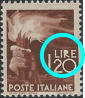 Varietà di riporto “ R di LIRE con occhiello pieno  “