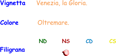 Vignetta    Venezia, la Gloria. Colore       Oltremare. Filigrana ND NS CD CS