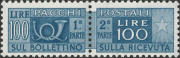 Cono di posta a sinistra, cifra a destra, azzurro