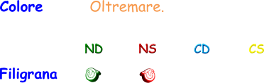 Colore       Oltremare. Filigrana ND NS CD CS