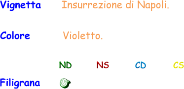 Colore       Violetto. Filigrana ND NS CD CS Vignetta     Insurrezione di Napoli.