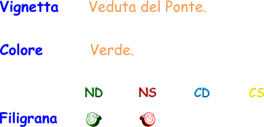 Vignetta     Veduta del Ponte. Colore       Verde. Filigrana ND NS CD CS
