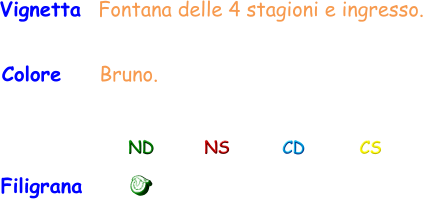 Vignetta  Fontana delle 4 stagioni e ingresso.  Colore    Bruno. Filigrana ND NS CD CS