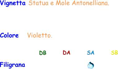 Filigrana Vignetta Statua e Mole Antonelliana.  DB DA SA SB Colore   Violetto.