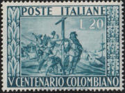 «Sbarco di Colombo», affresco di G.B. a Carlone, verde azzurro. 