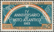 Mondo con arcobaleno e stella, arancio e azzurro