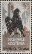 Aquila sulle rovine d’Italia, bruno rosso e grigio.