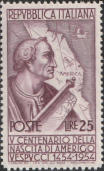 ritratto di Vespucci, dipinto di C. Dell’Altissimo, lilla scuro.