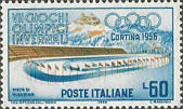 Pista del pattinaggio, azzurro e arancio.