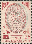 Proiezione del globo terracqueo, rosso e azzurro.