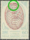 “ 1° globo interrotto in alto, nel rosso “