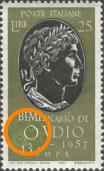 “ ritocco tra la O di OVIDIO e il 43 ”