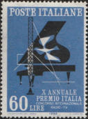 Pianoforte e antenna, azzurro e nero.