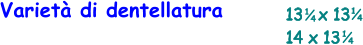 Varietà di dentellatura 13   x 13 14 x 13    1 4 1 4 1 4