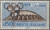 Palazzetto dello sport, azzurro e bruno.