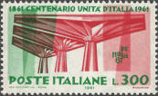 Palazzo Nervi " Italia 61", verde, rosso e bruno.