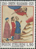 Dante con Beatrice e San Pietro, miniature, policromo.