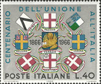 Stemmi delle città Venete e di Mantova, policromo.