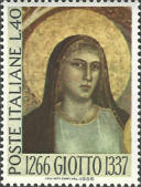 " Madonna in Maestà ", policromo.