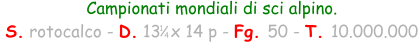 Campionati mondiali di sci alpino.  S. rotocalco - D. 13  x 14 p - Fg. 50 - T. 10.000.000 1 4
