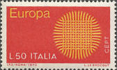Sole stilizzato, giallo e rosso.