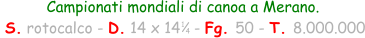 Campionati mondiali di canoa a Merano.  S. rotocalco - D. 14 x 14   - Fg. 50 - T. 8.000.000 1 4