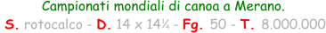 Campionati mondiali di canoa a Merano.  S. rotocalco - D. 14 x 14   - Fg. 50 - T. 8.000.000 1 4