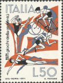 Atletica, ciclismo, ginnastica e nuoto, policromo.
