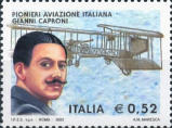 Ritratto di Gianni Caproni con aereo, policromo.