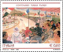 Dipinto " Targa Florio ", policromo.