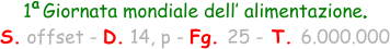 1  Giornata mondiale dell’ alimentazione.  S. offset - D. 14, p - Fg. 25 - T. 6.000.000 a