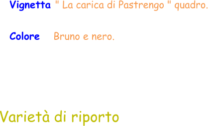 Varietà di riporto Vignetta " La carica di Pastrengo " quadro.   Colore    Bruno e nero.