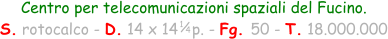 Centro per telecomunicazioni spaziali del Fucino. S. rotocalco - D. 14 x 14   p. - Fg. 50 - T. 18.000.000 1 / 4