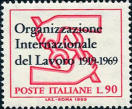 Emblema del cinquantenario, rosso, grigio e nero. 