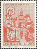 Guglielmo II offre la Chiesa - Montereale, celeste e rosso.