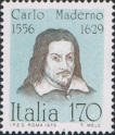 Ritratto di Carlo Moderno, celeste e bruno.