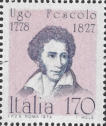 Ritratto di Ugo Foscolo, rosa e ardesia.