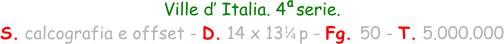 Ville d’ Italia. 4  serie. S. calcografia e offset - D. 14 x 13   p - Fg. 50 - T. 5.000.000 a 1 4