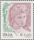 Statua femminile in terracotta, policromo.