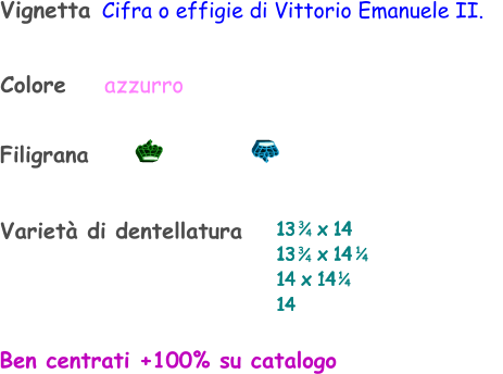 Effigie Vittorio Emanuele II, azzurro