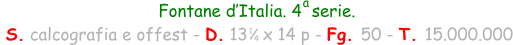 Fontane d’Italia. 4  serie.  S. calcografia e offest - D. 13   x 14 p - Fg. 50 - T. 15.000.000 1 4 a